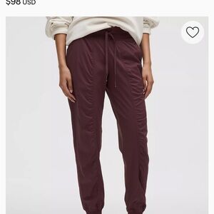 Lululemon Athletica Red Track Pants with Tapered Ankles in Garnet